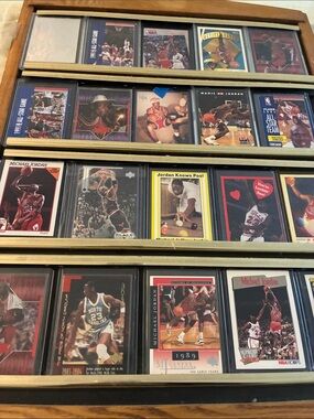 Michael Jordan Trading Card Display Rack - Brown Wood